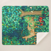 ウィリアムモリスフォレストディアタペストリープリント シェルパブランケット (正面(横))