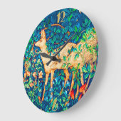 ウィリアムモリスフォレストディアタペストリープリント ラージ壁時計 (傾斜)