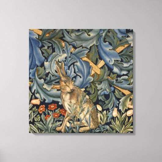 ウィリアムモリスフォレストラビットフローラアールヌーボー キャンバスプリント (正面)