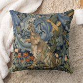 ウィリアムモリスフォレストラビットフローラアールヌーボー クッション (ブランケット)