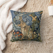 ウィリアムモリスフォレストラビットフローラアールヌーボー クッション (ブランケット)