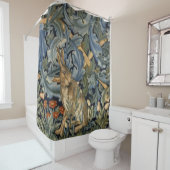 ウィリアムモリスフォレストラビットフローラアールヌーボー シャワーカーテン (インサイチュ)
