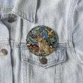 ウィリアムモリスフォレストラビットフローラアールヌーボー 缶バッジ (インサイチュ)