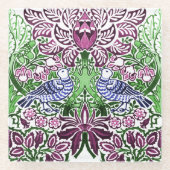 ウィリアムモリスフォークアートバーズフラワーズどんぐり ガラスコースター (正面)