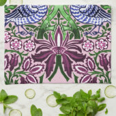 ウィリアムモリスフォークアートバーズフラワーズどんぐり キッチンタオル (折り畳み)