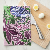 ウィリアムモリスフォークアートバーズフラワーズどんぐり キッチンタオル (四つ折り)