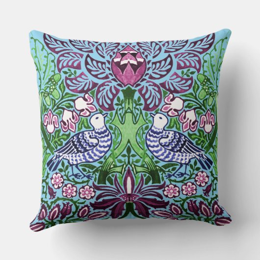 ウィリアムモリスフォークアートバーズフラワーズどんぐり クッション (裏面)