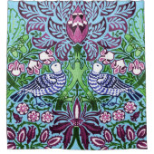 ウィリアムモリスフォークアートバーズフラワーズどんぐり シャワーカーテン (正面)