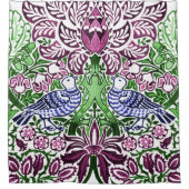 ウィリアムモリスフォークアートバーズフラワーズどんぐり シャワーカーテン (正面)