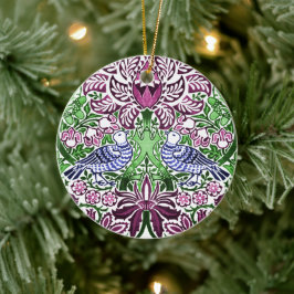 ウィリアムモリスフォークアートバーズフラワーズどんぐり セラミックオーナメント