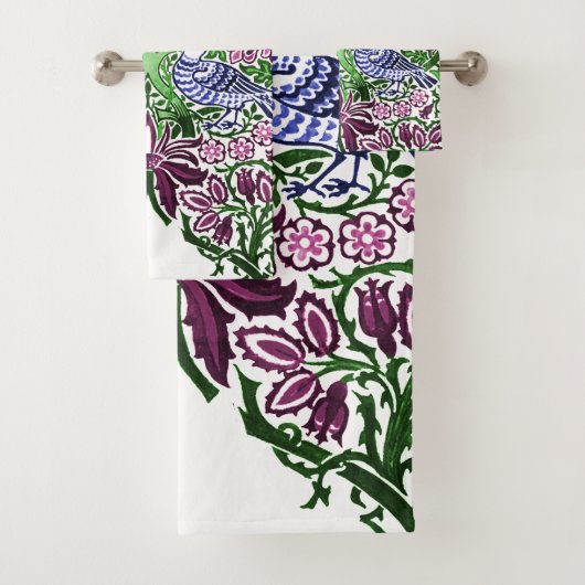 ウィリアムモリスフォークアートバーズフラワーズどんぐり バスタオルセット (インサイチュ)