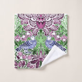 ウィリアムモリスフォークアートバーズフラワーズどんぐり バスタオルセット (ウォッシュタオル)