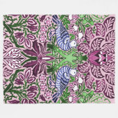 ウィリアムモリスフォークアートバーズフラワーズどんぐり フリースブランケット (正面(横))