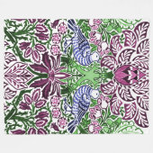 ウィリアムモリスフォークアートバーズフラワーズどんぐり フリースブランケット (正面(横))