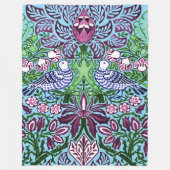 ウィリアムモリスフォークアートバーズフラワーズどんぐり フリースブランケット (正面)