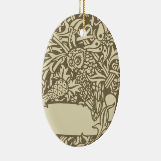 ウィリアムモリスフクロウフローラヴィンテージデザイン セラミックオーナメント (右)