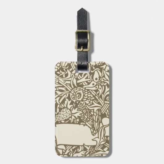 ウィリアムモリスフクロウフローラヴィンテージデザイン ラゲッジタグ (正面縦)