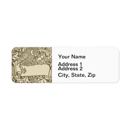 ウィリアムモリスフクロウフローラヴィンテージデザイン ラベル (正面)