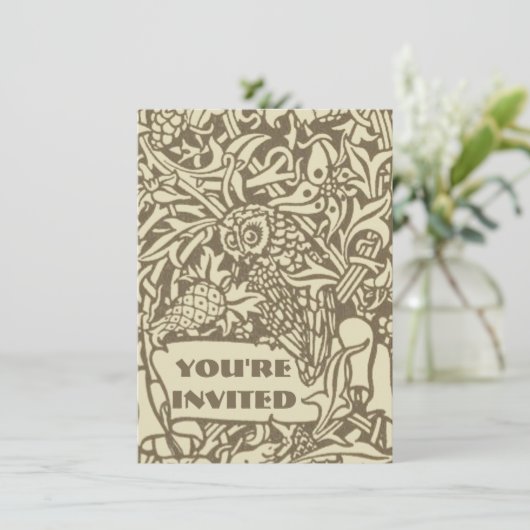 ウィリアムモリスフクロウフローラヴィンテージデザイン 招待状 (スタンド正面)