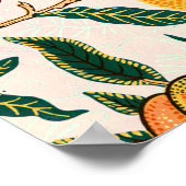 ウィリアムモリスフルーツポメグラナートホワイトオーナメント ポスター (角)