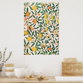 ウィリアムモリスフルーツポメグラナートホワイトオーナメント ポスター (キッチン)