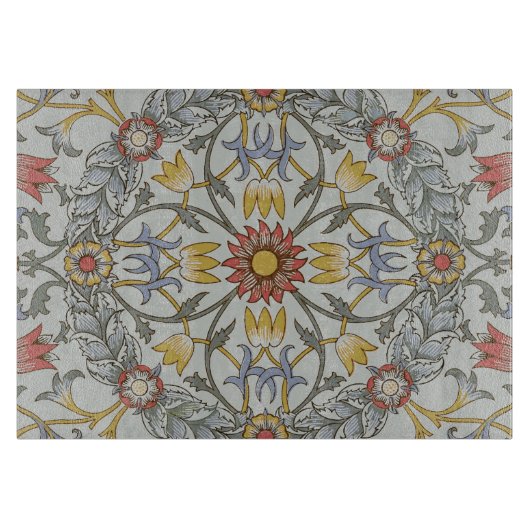 ウィリアムモリスフローラサークルフラワーイラストレーション カッティングボード (正面)