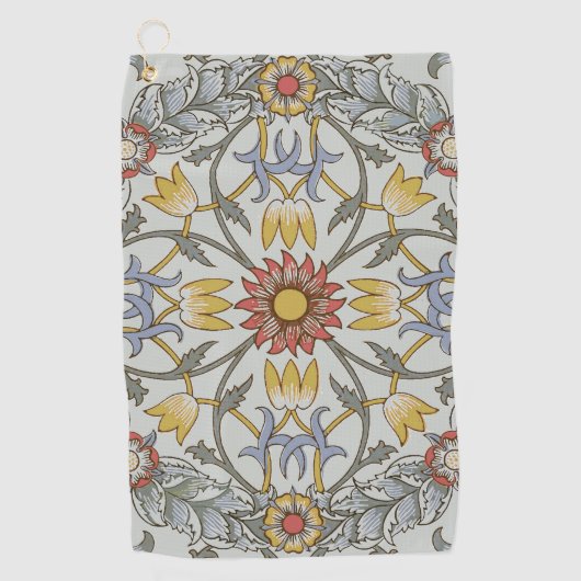 ウィリアムモリスフローラサークルフラワーイラストレーション ゴルフタオル (正面)