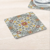 ウィリアムモリスフローラサークルフラワーイラストレーション スクエアペーパーコースター (アングル)