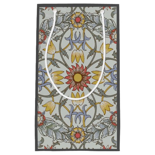 ウィリアムモリスフローラサークルフラワーイラストレーション スモールペーパーバッグ (正面)