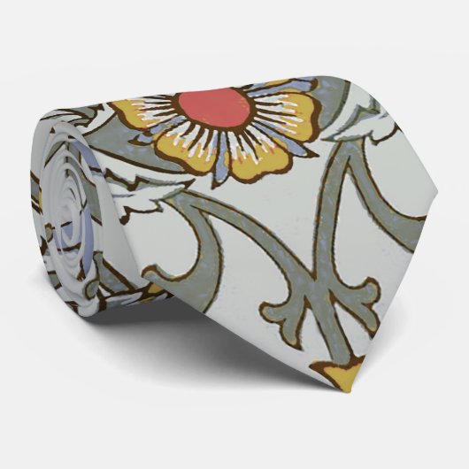 ウィリアムモリスフローラサークルフラワーイラストレーション ネクタイ (ロール)