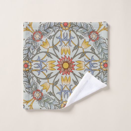 ウィリアムモリスフローラサークルフラワーイラストレーション バスタオルセット (ウォッシュタオル)