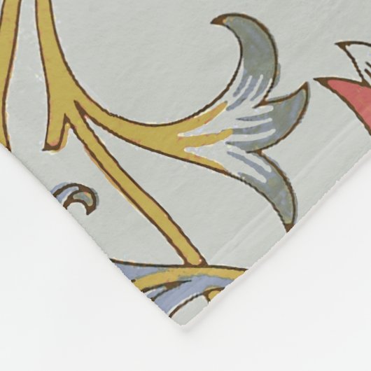 ウィリアムモリスフローラサークルフラワーイラストレーション フリースブランケット (角)