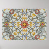 ウィリアムモリスフローラサークルフラワーイラストレーション ポスター (正面)