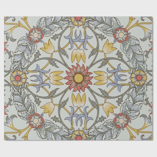 ウィリアムモリスフローラサークルフラワーイラストレーション ラッピングペーパー (フラット)