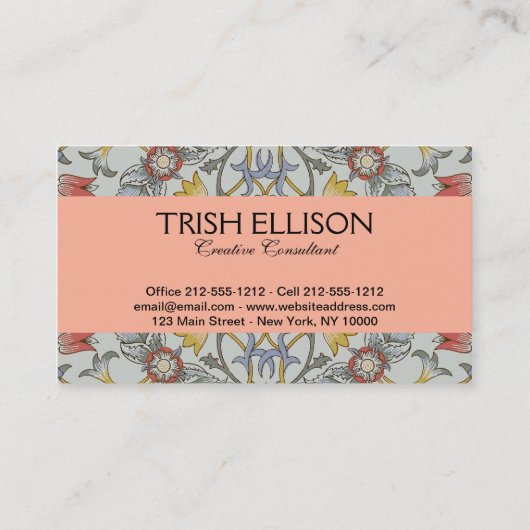 ウィリアムモリスフローラサークルフラワーイラストレーション 名刺 (裏面)