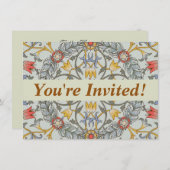 ウィリアムモリスフローラサークルフラワーイラストレーション 招待状 (正面/裏面)