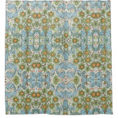 ウィリアムモリスフローラフラワーズアカンサス離れズブルー シャワーカーテン (正面)