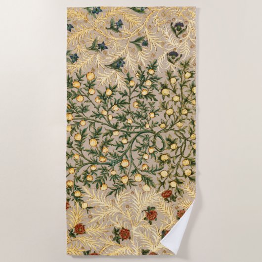 ウィリアムモリスフローラフルーツガーデンフラワークラシックズ ビーチタオル (正面)