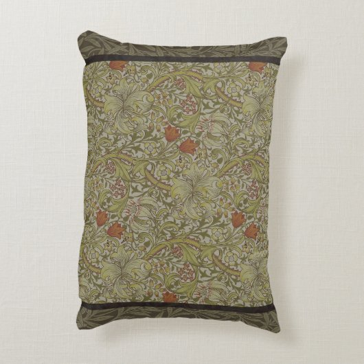 ウィリアムモリスフローラリリーウィローアートプリントデザイン アクセントクッション (裏面(縦))