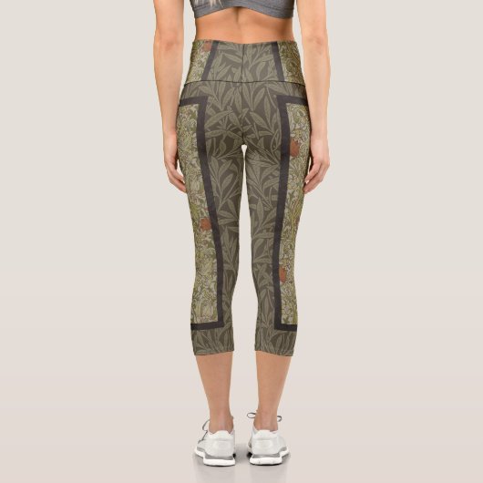 ウィリアムモリスフローラリリーウィローアートプリントデザイン カプリレギンス (裏面)