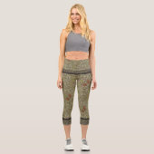 ウィリアムモリスフローラリリーウィローアートプリントデザイン カプリレギンス (正面)