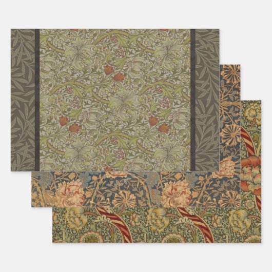 ウィリアムモリスフローラリリーウィローアートプリントデザイン ラッピングペーパーシート (セット)