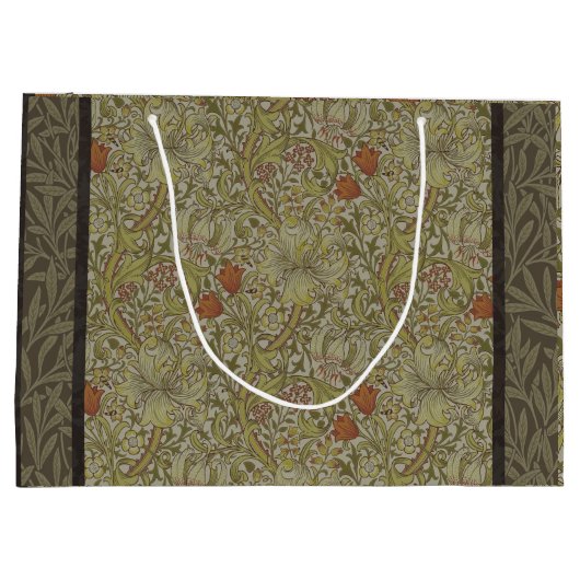 ウィリアムモリスフローラリリーウィローアートプリントデザイン ラージペーパーバッグ (裏面)