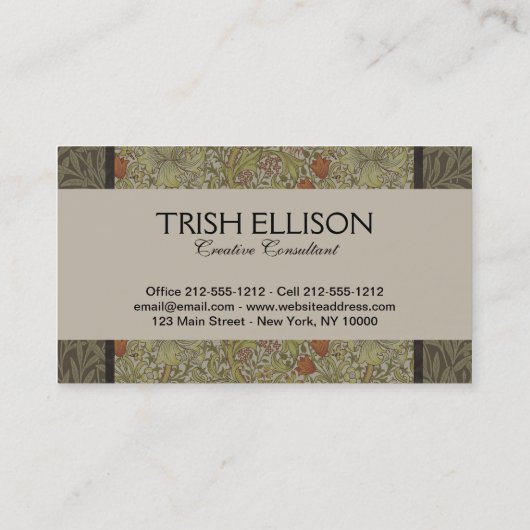 ウィリアムモリスフローラリリーウィローアートプリントデザイン 名刺 (裏面)