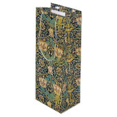 ウィリアムモリスフローラルパターン金ゴールドターコイズレッド ワインギフトバッグ (正面アングル)