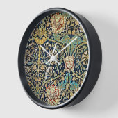 ウィリアムモリスフローラルパターン金ゴールドターコイズレッド 壁時計 (傾斜)