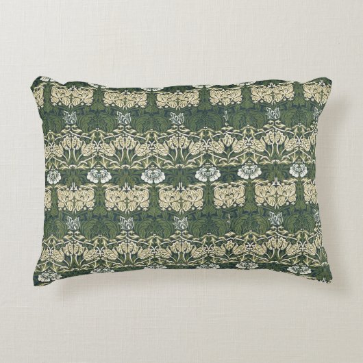 ウィリアムモリスフローラヴィンテージアートチューリップアンドバラ アクセントクッション (正面)