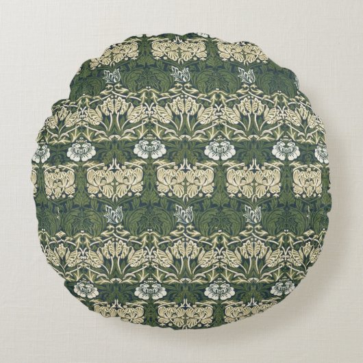 ウィリアムモリスフローラヴィンテージアートチューリップアンドバラ ラウンドクッション (正面)