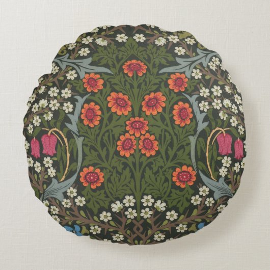 ウィリアムモリスブラックソーンガーデンフラワークラシックズ ラウンドクッション (正面)