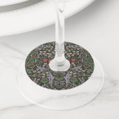 ウィリアムモリスブラックソーンタペストリーフローラ ワイングラスタグ (クローズアップ)